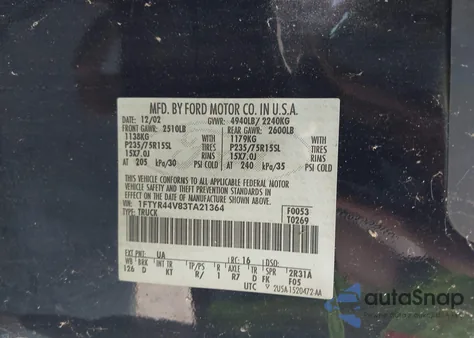 2003 Ford Ranger Edge/Tremor/Xlt z USA, uszkodzony, nr VIN 1FTYR44V83TA21364